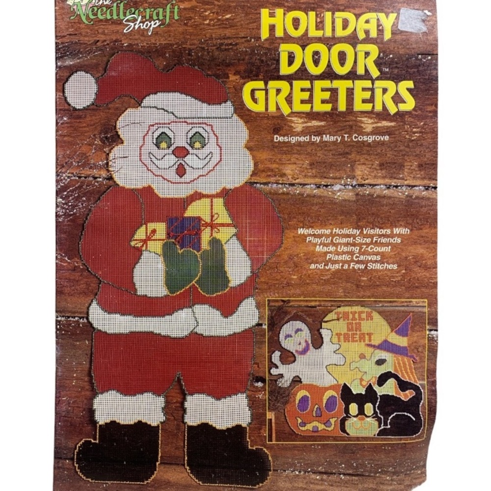 The Needlecraft Shop plastic canvas Door Greeters Christmas Halloween 1996
